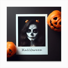 Halloween Makeup Selfie Polaroid Frame Canvas Print