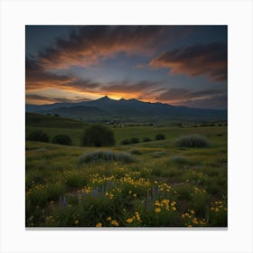 Sunset In The Mountains Canvas Print