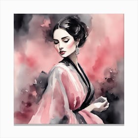 Woman In Kimono Canvas Print