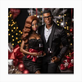 Realistic Black Couple Christmas Stylish Deep In13 Canvas Print
