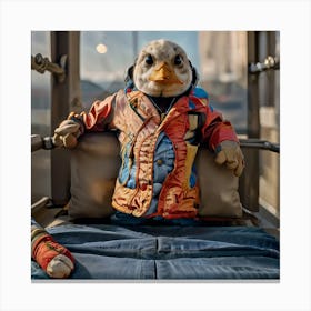 Stuffed Bird On A Bus Canvas Print