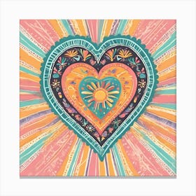 Retro Style Dia de los Muertos Mexican Heart Canvas Print