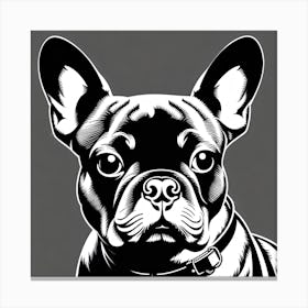 French Bulldog, Black and white illustration, Dog drawing, Dog art, Animal illustration, Pet portrait, Realistic dog art Canvas Print