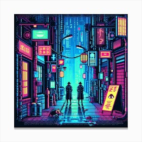 8-bit cyberpunk alleyway 1 Canvas Print