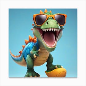 Cute Dinosaur With Sunglasses Canvas Print