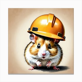 Hamster In Hard Hat 1 Canvas Print