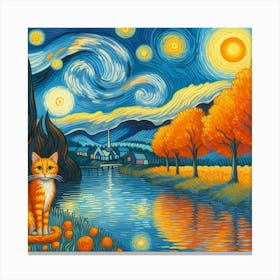 Starry Night Cat 2 Canvas Print