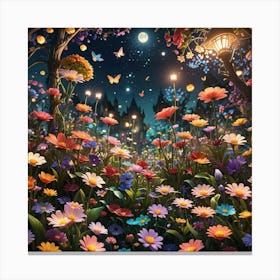 Various Flowers In Garden Canvas Print