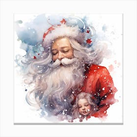 Santa Claus And Little Girl Canvas Print
