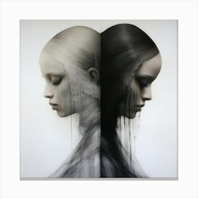 Two Women In Black And White Canvas Print