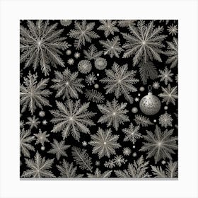 Snowflakes On A Black Background 1 Canvas Print