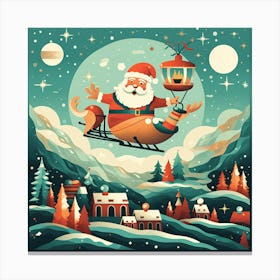 Santa Claus Flying In The Sky Canvas Print