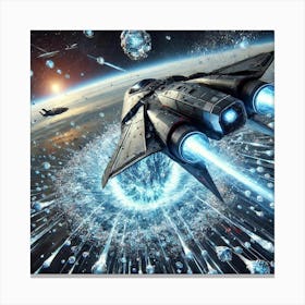 A High Tech, Sci Fi Scene Showing A Futuristic Sta Converted 2 Canvas Print