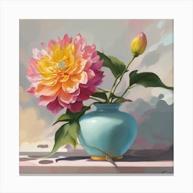 Dahlia In A Vase Canvas Print