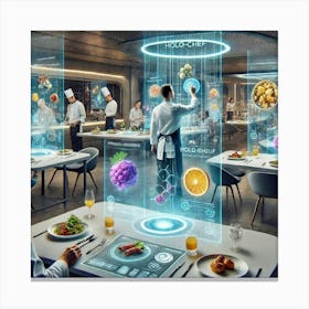 A Futuristic Dining Experience Showcasing The Holo Canvas Print