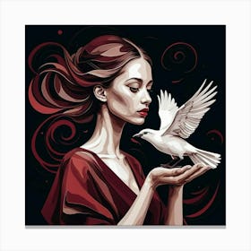 Dove with red hair 1 Canvas Print