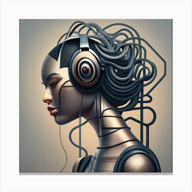 Futuristic Woman With Headphones 8 Canvas Print