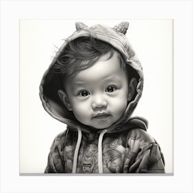 Little Boy In Hoodie drawing Canvas Print