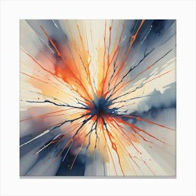 Abstract Watercolor Explosion In Blue, Orange, And Yellow Canvas Print