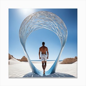 Man Walking Through A Sculpture Canvas Print