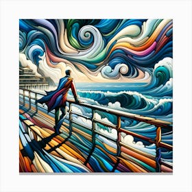 Abstract Man On The Pier Canvas Print