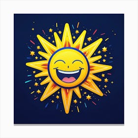 Lovely smiling sun on a blue gradient background 132 Canvas Print