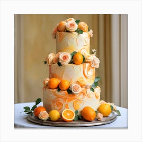 Orange Wedding Cake 1 Canvas Print