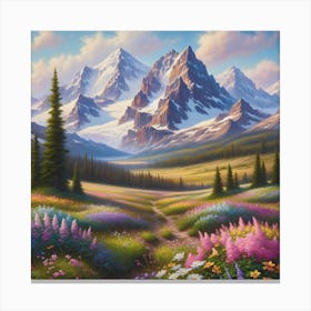 Mountain Landscape Pathway To Serenity 2 Nature AI Canvas Print