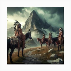 Native American Indians At The Base Of The Rockies 4 Canvas Print