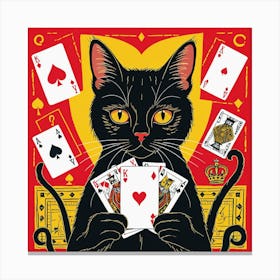 Black Cat Playing Cards 1 Canvas Print