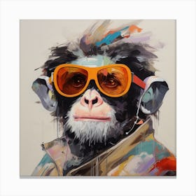 Monkey With Sunglasses - Painting Canvas Print