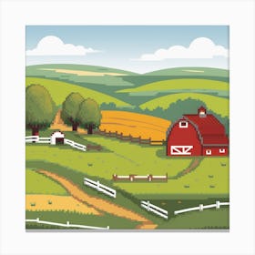 Pixelated Farm Canvas Print