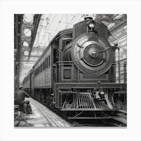 Steam Train In A Factory Canvas Print