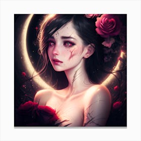 Girl With Roses Canvas Print