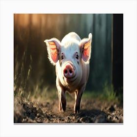 Pig In The Woods Canvas Print