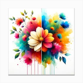 Abstract Colorful Flowers Canvas Print