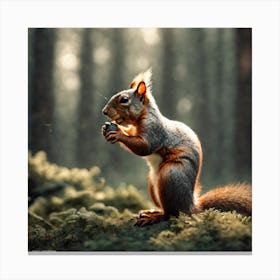 Squirrel In Forest Haze Ultra Detailed Film Photography Light Leaks Larry Bud Melman Trending (12) Canvas Print