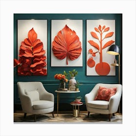 Three Leaves On A Wall Canvas Print