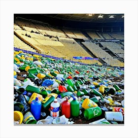 Stadium Rubbish Litter Trash Debris Pollution Garbage Waste Environment Cleanup Waste Man (9) Canvas Print