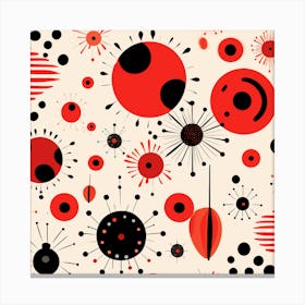 Red And Black Dots Canvas Print