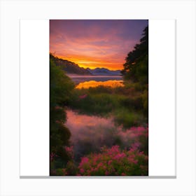 Sunset Over A Lake Canvas Print