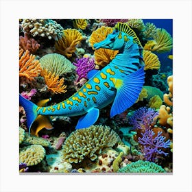 Blue Seahorse Canvas Print