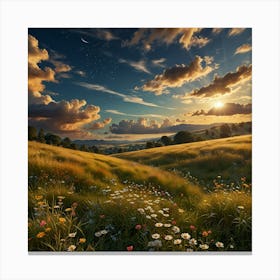 Sunset In The Meadow 6 Canvas Print