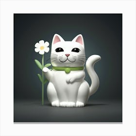 Cat With Flower Canvas Print