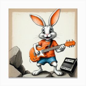 Bunny Playing Guitar 2 Canvas Print