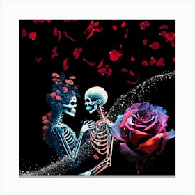 Skeletons And Roses Canvas Print