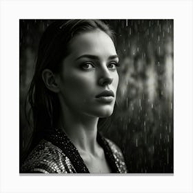 Beautiful Woman In The Rain Canvas Print