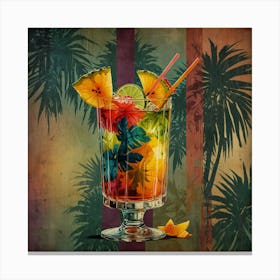 Tropical Cocktail On A Tropical Background Canvas Print