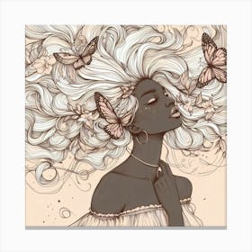 Black Girl With Butterflies Canvas Print