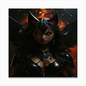 Default Black Cat Demon Angel Woman 2 Canvas Print